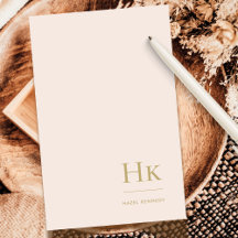 Monogramme Blush Simple Feminine Carte pour notes 