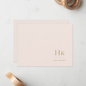 De Correspondance Monogramme Blush Simple Feminine Carte pour notes (Devant/Arrière en situation)
