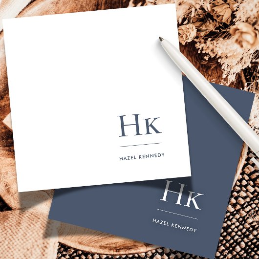 De Correspondance Monogramme Marine Blanc Simple Élégant Carte pour