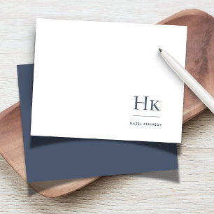 De Correspondance Monogramme Marine Blanc Simple Élégant Carte pour