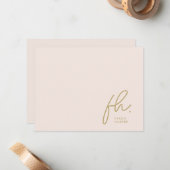 De Correspondance Monogramme Simple Script Chic Blush Social Carte p (Devant/Arrière en situation)
