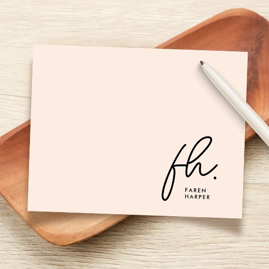 De Correspondance Monogramme Simple Script Chic Blush Social Carte p
