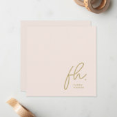 De Correspondance Monogramme Simple Script Chic Blush Social Carte p (Devant/Arrière en situation)