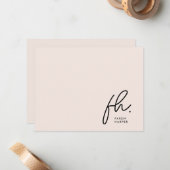 De Correspondance Monogramme Simple Script Chic Blush Social Carte p (Devant/Arrière en situation)