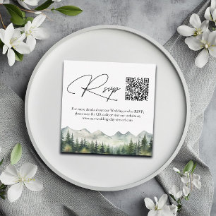 De Correspondance Montagnes et pins Code QR Mariage Carte RSVP