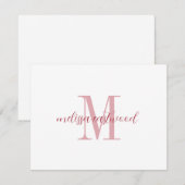 De Correspondance Nom élégant écriture Rose Monogramme Carte simple (Devant / Derrière)
