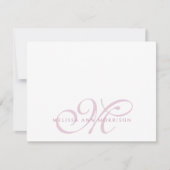 De Correspondance Nom élégant en écriture rose Monogramme Carte plat (Devant)