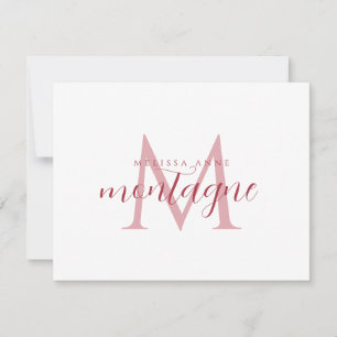De Correspondance Nom élégant en écriture rouge Monogramme Carte pla