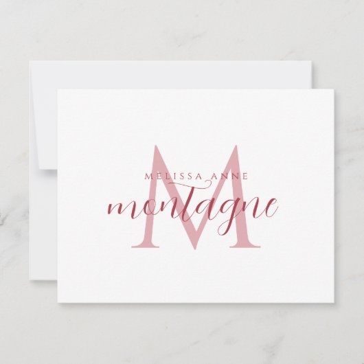 De Correspondance Nom élégant en écriture rouge Monogramme Carte pla (Devant)