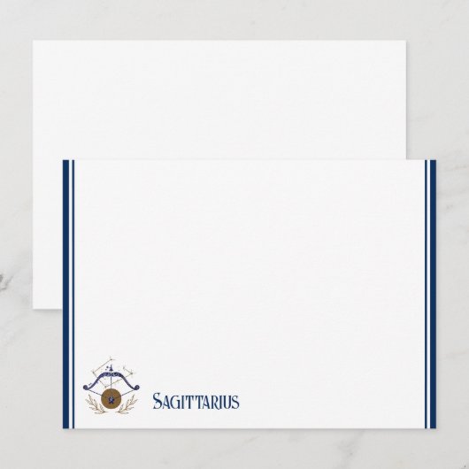 De Correspondance Note Plat Carte Zodiac Sagittarius (Devant / Derrière)