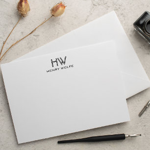 De Correspondance Ouvrir la carte Monogram Flat Note