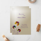 De Correspondance Pansies Merci Carte pour notes (Devant/Arrière en situation)