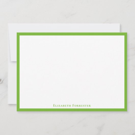 De Correspondance Pear Green Elegant Moderne Carte Note Plat (Devant)