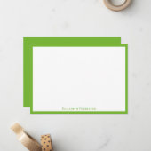 De Correspondance Pear Green Elegant Moderne Carte Note Plat (Devant/Arrière en situation)