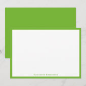 De Correspondance Pear Green Elegant Moderne Carte Note Plat (Devant / Derrière)