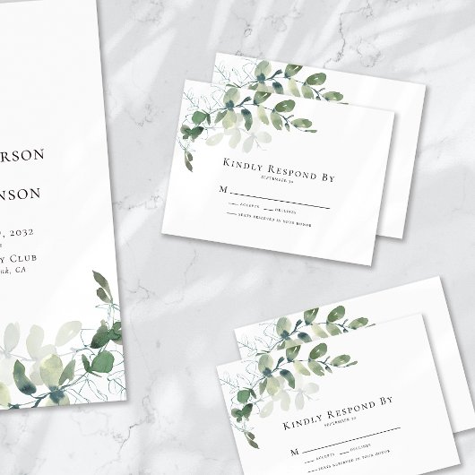 De Correspondance Petite Eucalyptus Greenery Wedding Carte RSVP