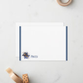 De Correspondance Poissons Zodiac Carte à Note Plat (Devant/Arrière en situation)