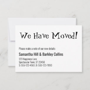 De Correspondance Quirky Nous Avons Déménagé ! Nouvelle carte d'adre