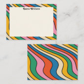 De Correspondance Retro Rainbow Nom personnalisé Carte Note moderne (Devant / Derrière)