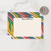 De Correspondance Retro Rainbow Nom personnalisé Carte Note moderne (Devant/Arrière en situation)