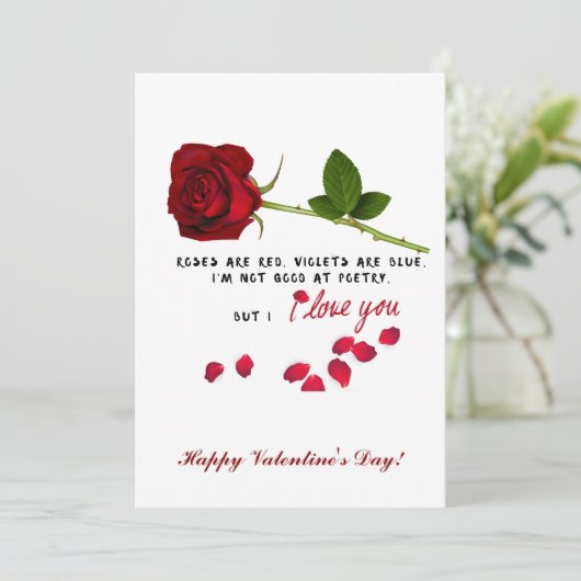 De Correspondance Rose rouge romantique Je t'aime Valentines Carte d (Debout devant)