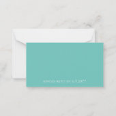 De Correspondance RSVP Modern Script Turquoise Mariage Carte RSVP (Dos)