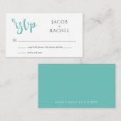De Correspondance RSVP Modern Script Turquoise Mariage Carte RSVP (Devant / Derrière)