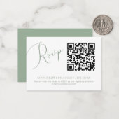 De Correspondance Sage Green QR Code Mariage Site Web Carte RSVP (Devant/Arrière en situation)