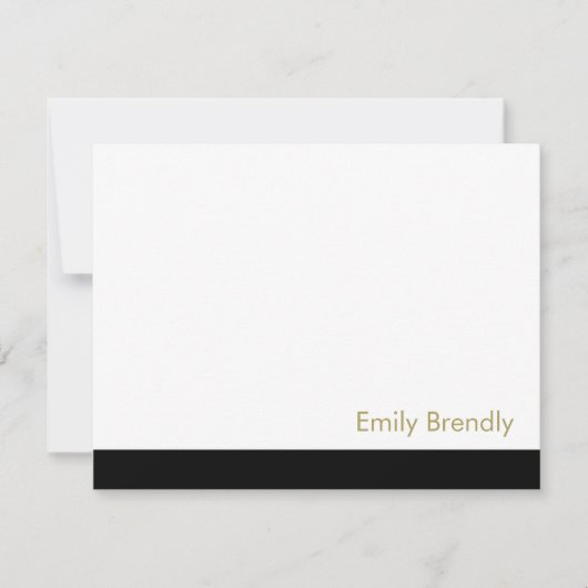 De Correspondance Simple moderne Elegant noir blanc plat carte note (Devant)