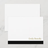De Correspondance Simple moderne Elegant noir blanc plat carte note (Devant / Derrière)
