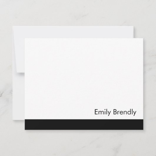 De Correspondance Simple moderne Elegant noir blanc plat carte note (Devant)