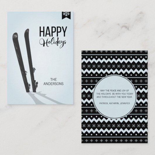 De Correspondance Ski d'hiver Bonne Vacances Mini Carte Note (Devant / Derrière)
