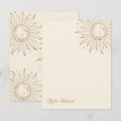 De Correspondance Soleil et lune céleste d'or sur carte ivoire (Devant / Derrière)