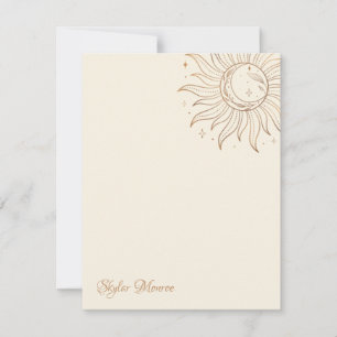 De Correspondance Soleil et lune céleste d'or sur carte ivoire