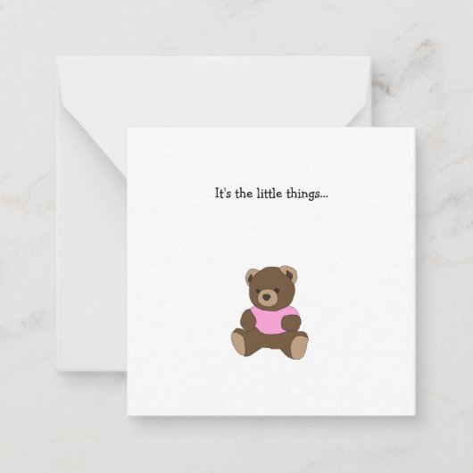 De Correspondance Teddy Bear Mini Remerciements Carte Note (Devant)