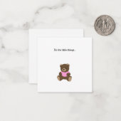 De Correspondance Teddy Bear Mini Remerciements Carte Note (Devant/Arrière en situation)