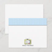 De Correspondance Téléviseur Jaune Rétro Carte pour notes plat (Devant / Derrière)