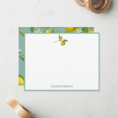 De Correspondance Thème Citron Carte Flat personnalisée (Devant/Arrière en situation)