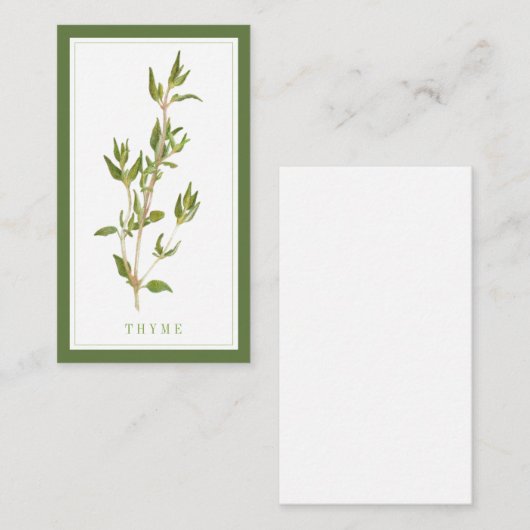 De Correspondance THYME FRAIS 3,5x2 Carte à plat vide / Vert (Devant / Derrière)
