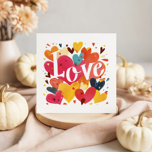 De Correspondance Typographie Love and Hearts Carte Saint Valentin