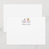 De Correspondance Vélo Rose Avec Panier Carte Note Plat (Devant / Derrière)