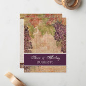 De Correspondance Vignoble vieilli Mariage papeterie - carte plate (Devant/Arrière en situation)