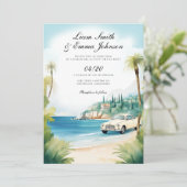 De Cote d'Azur landschap bruiloft uitnodiging (Staand voorkant)
