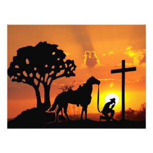 De Cowboy aan de voet van de digitale kunst Foto Afdruk