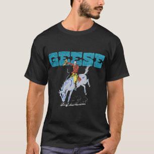 de cowboy man die paardenrace sticker blauwe rijdt t-shirt