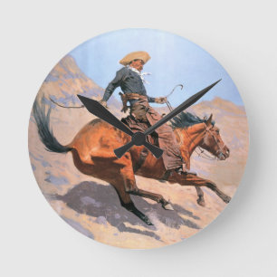 De cowboy (olie op doek) ronde klok