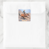 De cowboy (olie op doek) vierkante sticker (Tas)