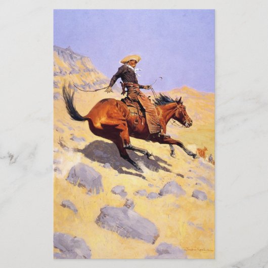 De Cowboy (van Frederic Remington) Briefpapier (Voorkant)