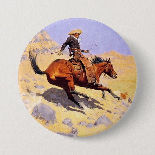 De Cowboy (van Frederic Remington) Ronde Button 7,6 Cm (Voorkant)