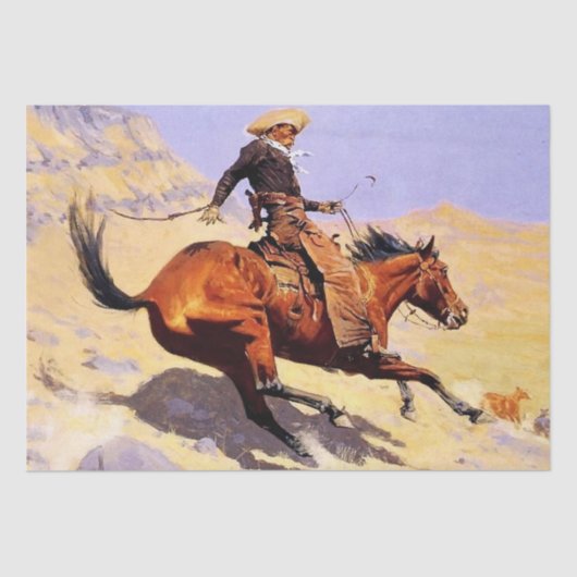 De Cowboy Westerne kunst van Frederic Remington Tissuepapier (Voorkant)